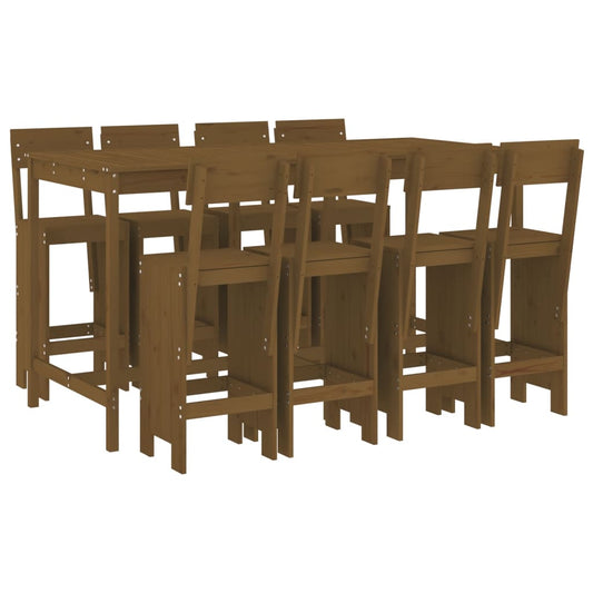 vidaXL Garden Bar Set | Honey Brown | Solid Pine Wood | Large | Footrest