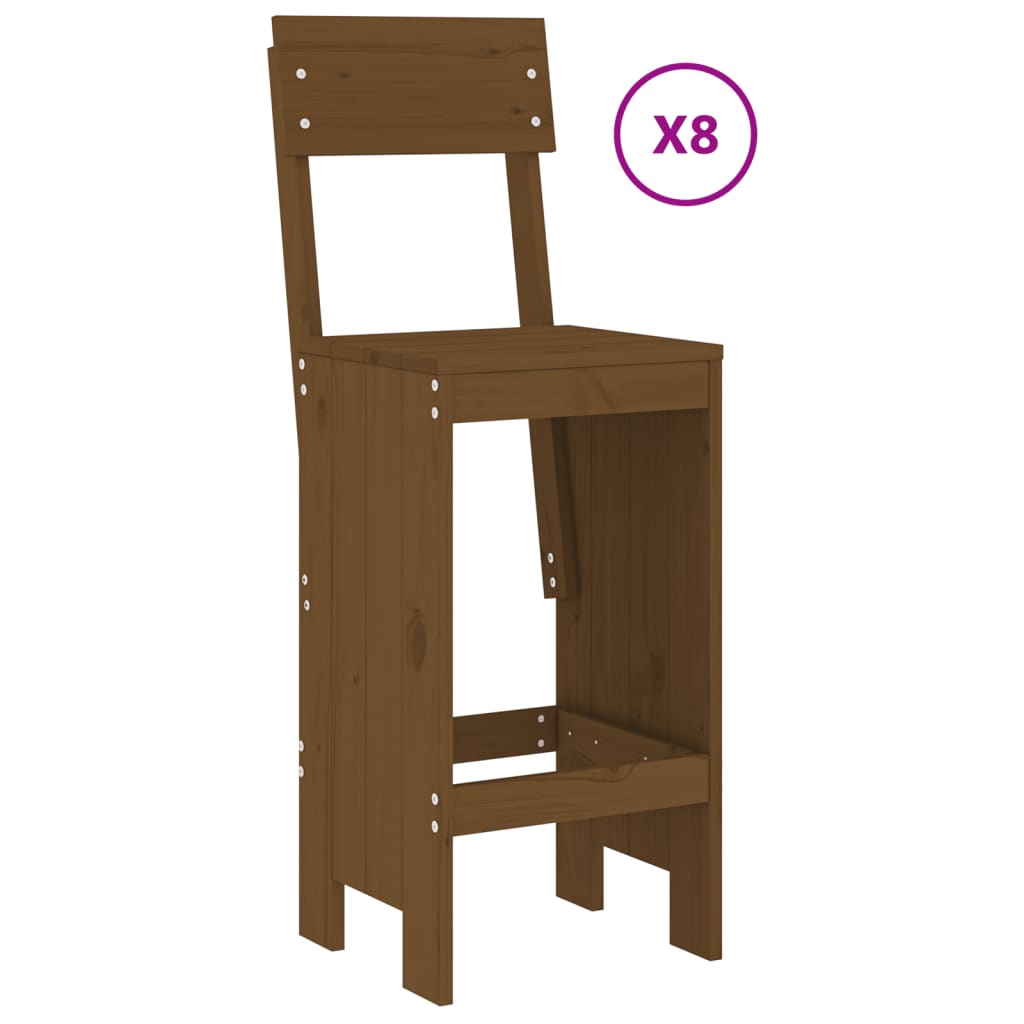 vidaXL Garden Bar Set | Honey Brown | Solid Pine Wood | Large | Footrest