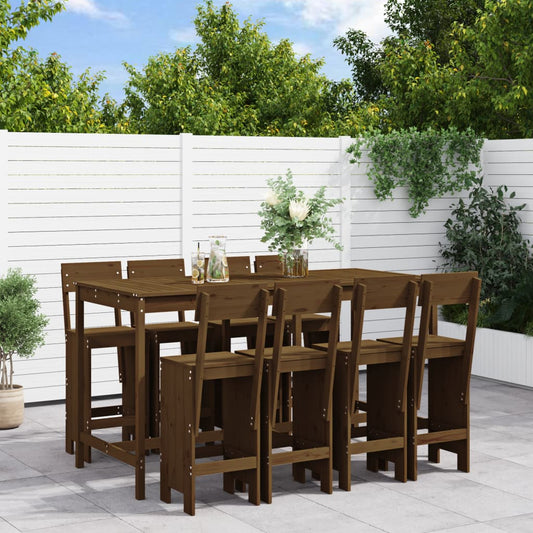 vidaXL Garden Bar Set | Honey Brown | Solid Pine Wood | Large | Footrest