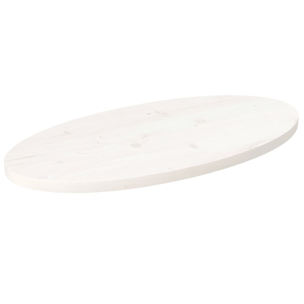 vidaXL Table Top White 70x35x2.5 cm Solid Wood Pine Oval