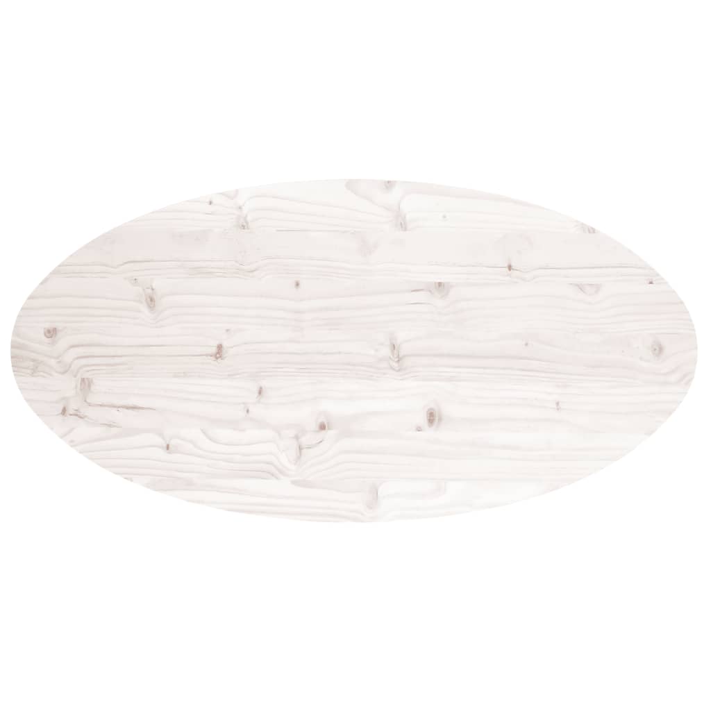 vidaXL Table Top White 100x50x2.5 cm Solid Wood Pine Oval