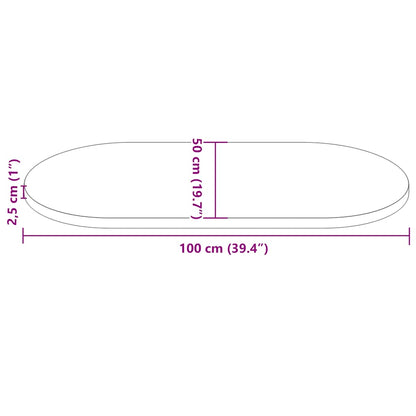 vidaXL Table Top White 100x50x2.5 cm Solid Wood Pine Oval