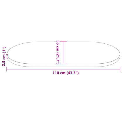vidaXL Table Top 110x55x2.5 cm Solid Wood Pine Oval