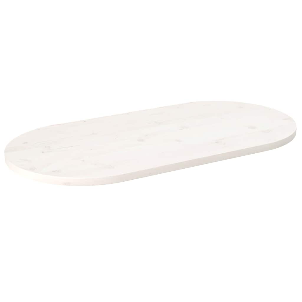vidaXL Table Top White 110x55x2.5 cm Solid Wood Pine Oval