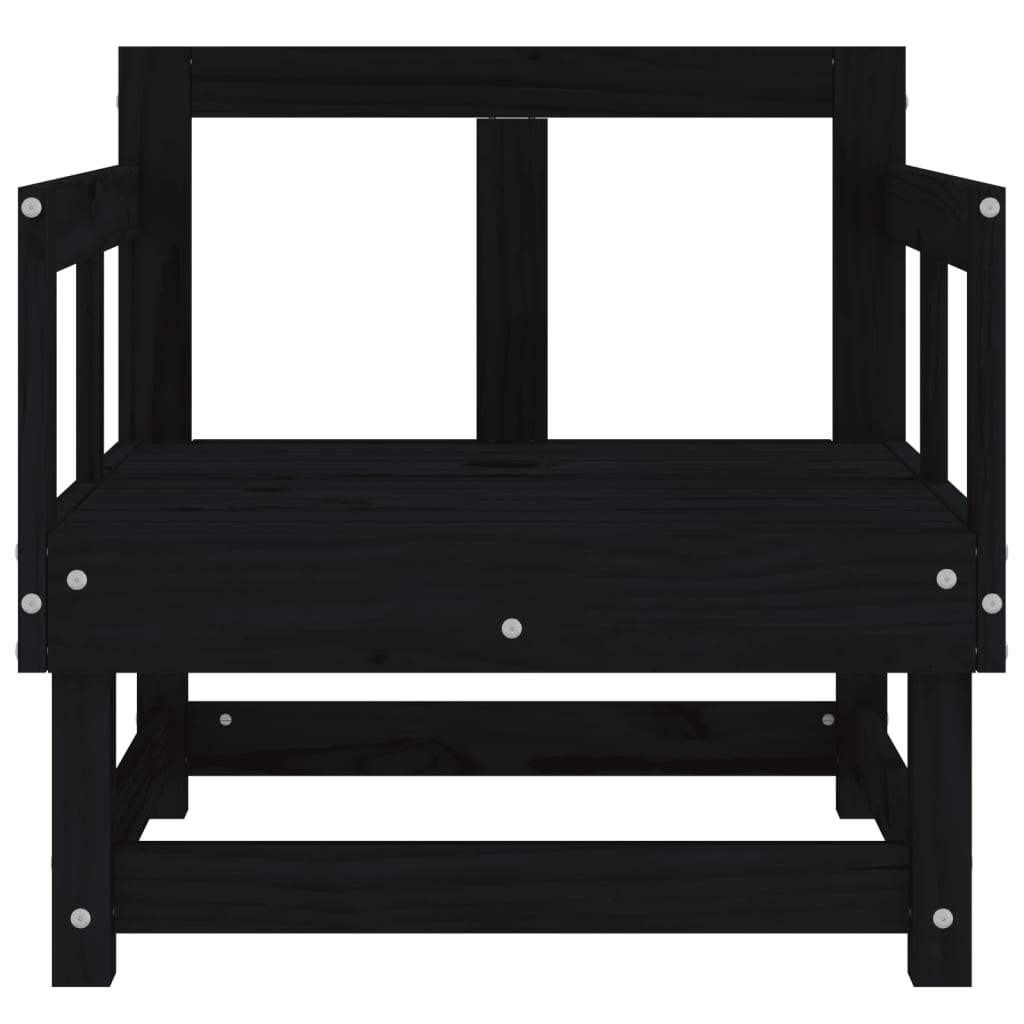 vidaXL Garden Chairs 2 pcs Black Solid Wood Pine