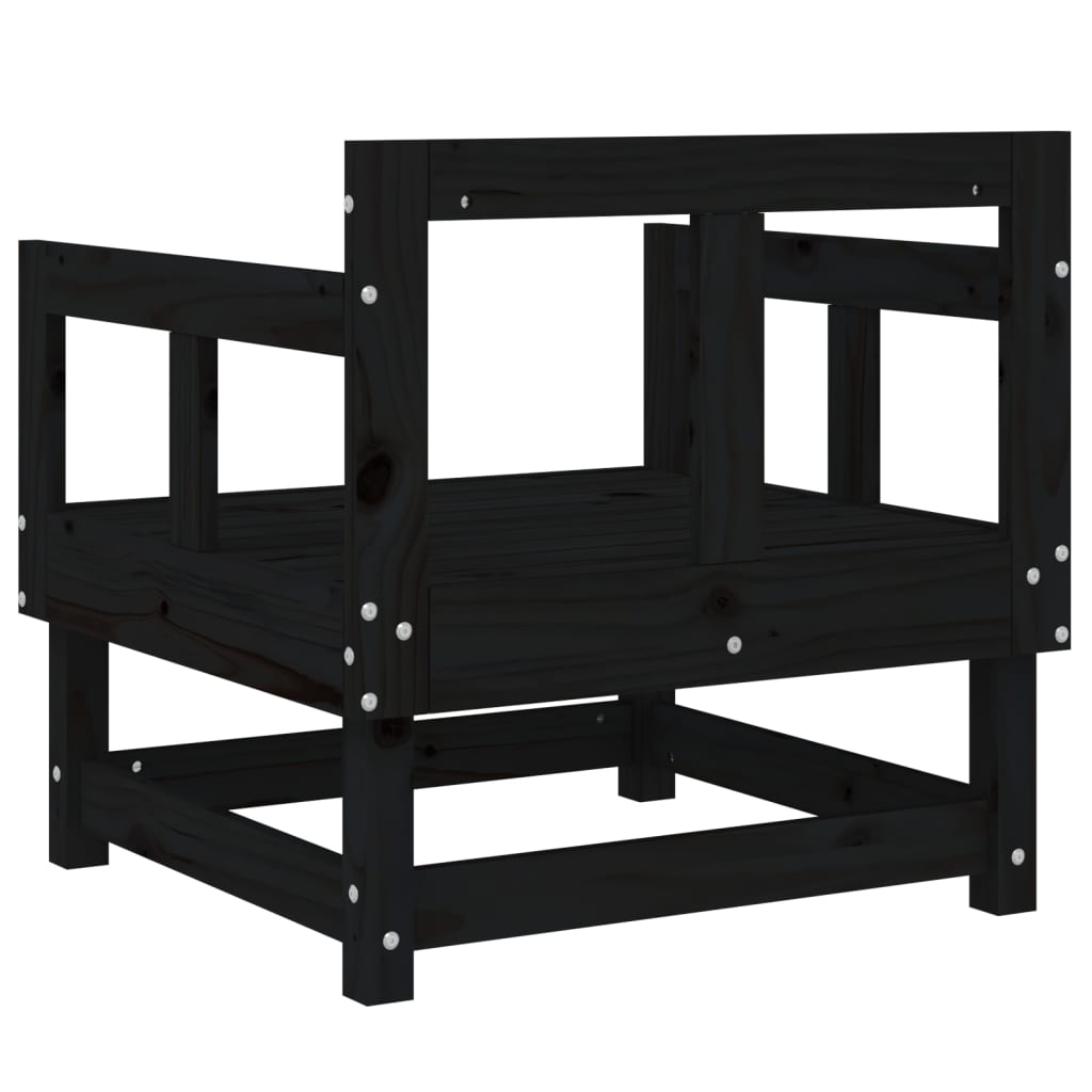 vidaXL Garden Chairs 2 pcs Black Solid Wood Pine