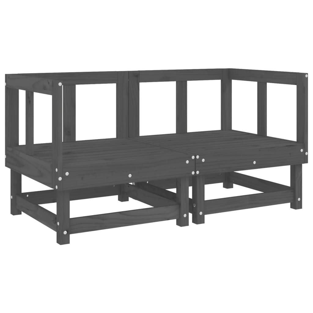 vidaXL Garden Corner Sofas 2 pcs Grey Solid Wood Pine