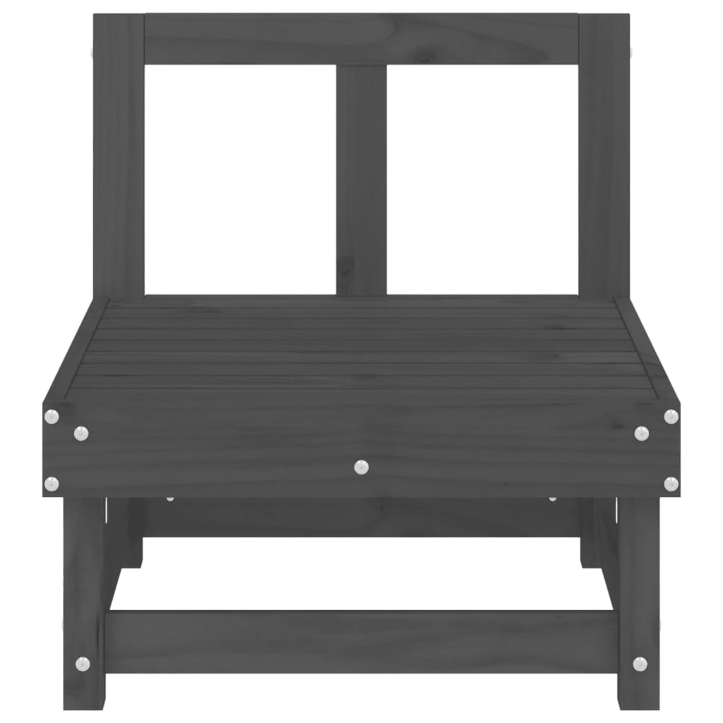 vidaXL Garden Middle Sofas 2 pcs Grey Solid Wood Pine
