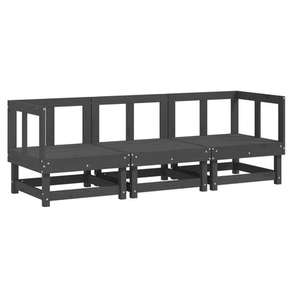 vidaXL 3 Piece Garden Lounge Set Grey Solid Wood Pine