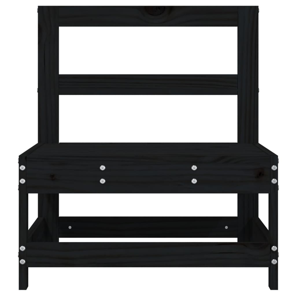 vidaXL Garden Middle Sofa Black Solid Wood Pine