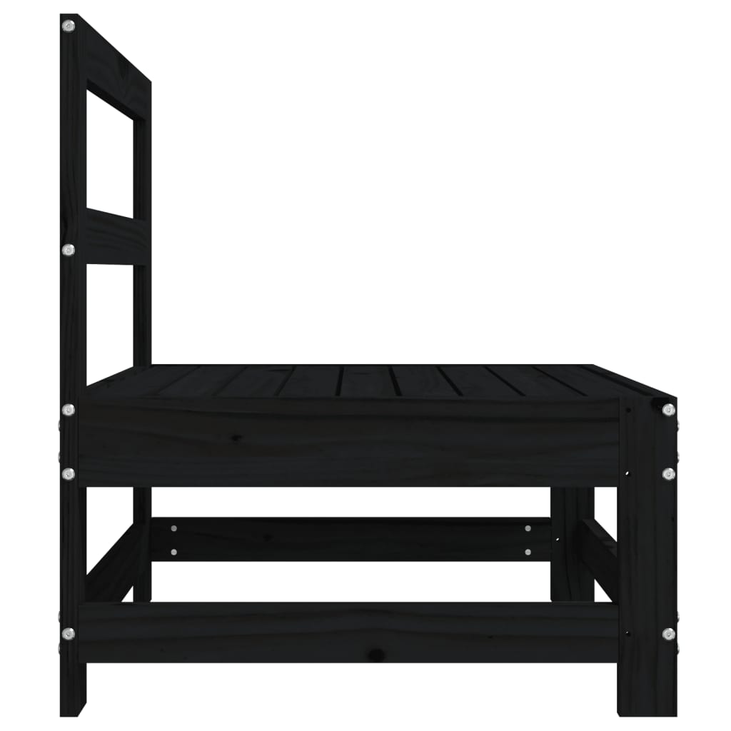 vidaXL Garden Middle Sofa Black Solid Wood Pine