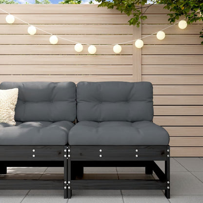 vidaXL Garden Middle Sofa Black Solid Wood Pine