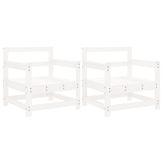 vidaXL Garden Chairs 2 pcs White Solid Wood Pine