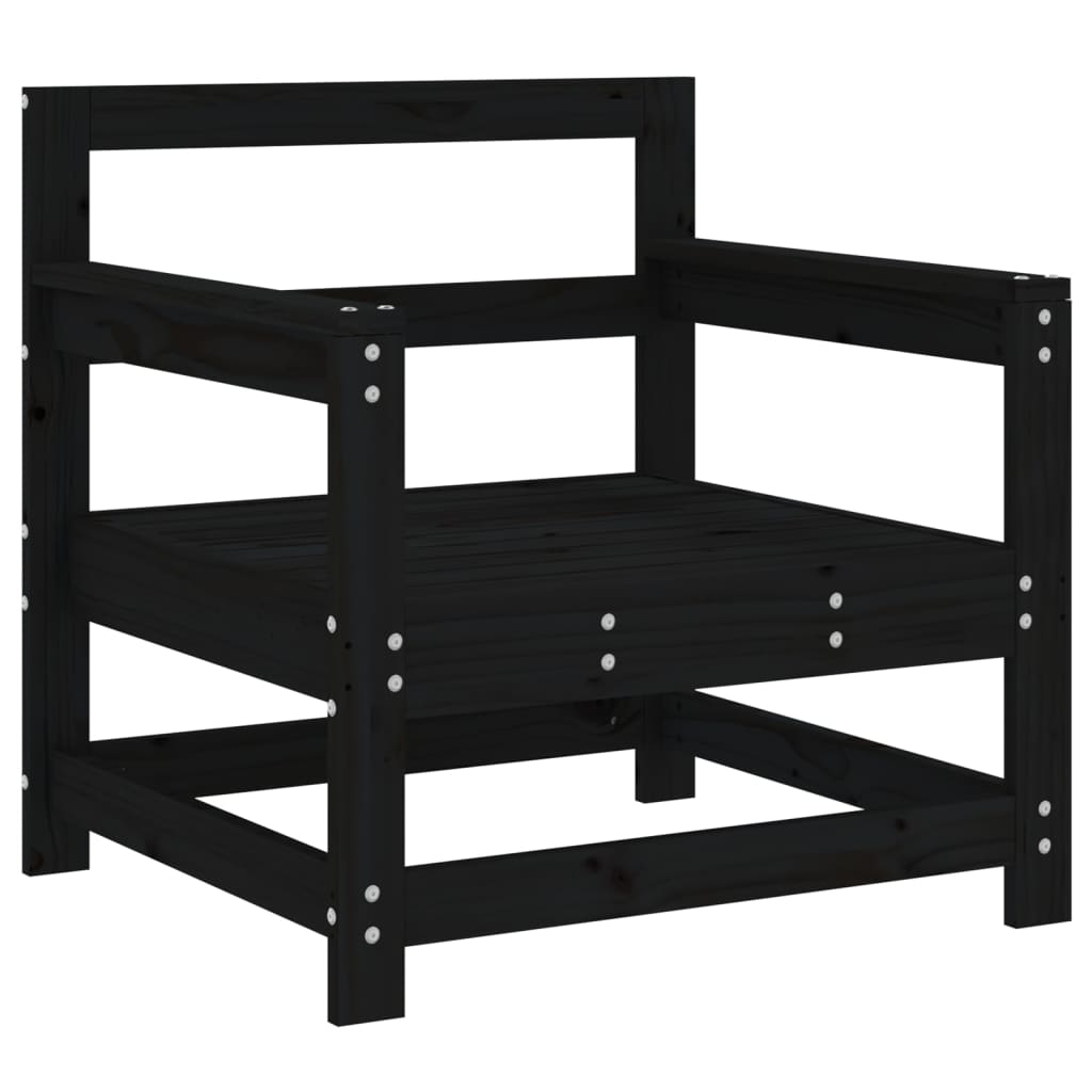vidaXL Garden Chairs 2 pcs Black Solid Wood Pine