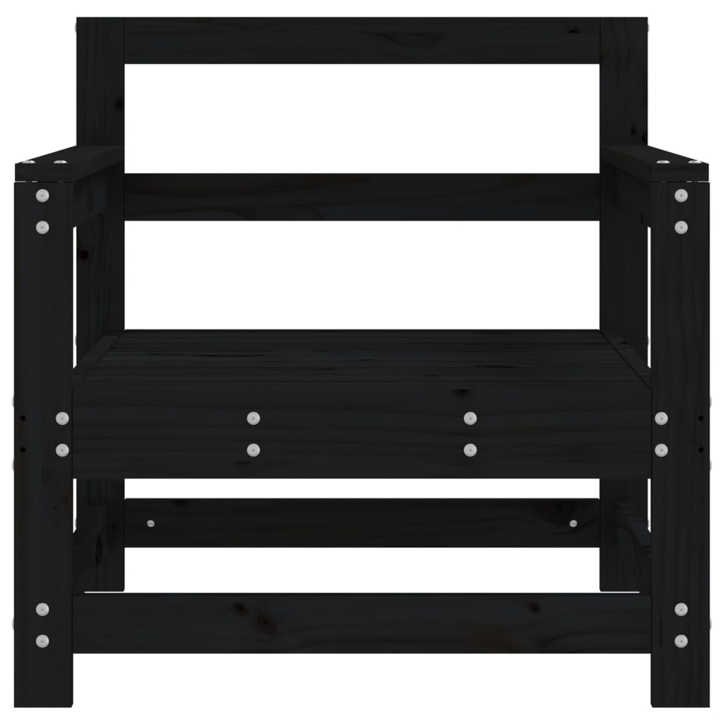 vidaXL Garden Chairs 2 pcs Black Solid Wood Pine