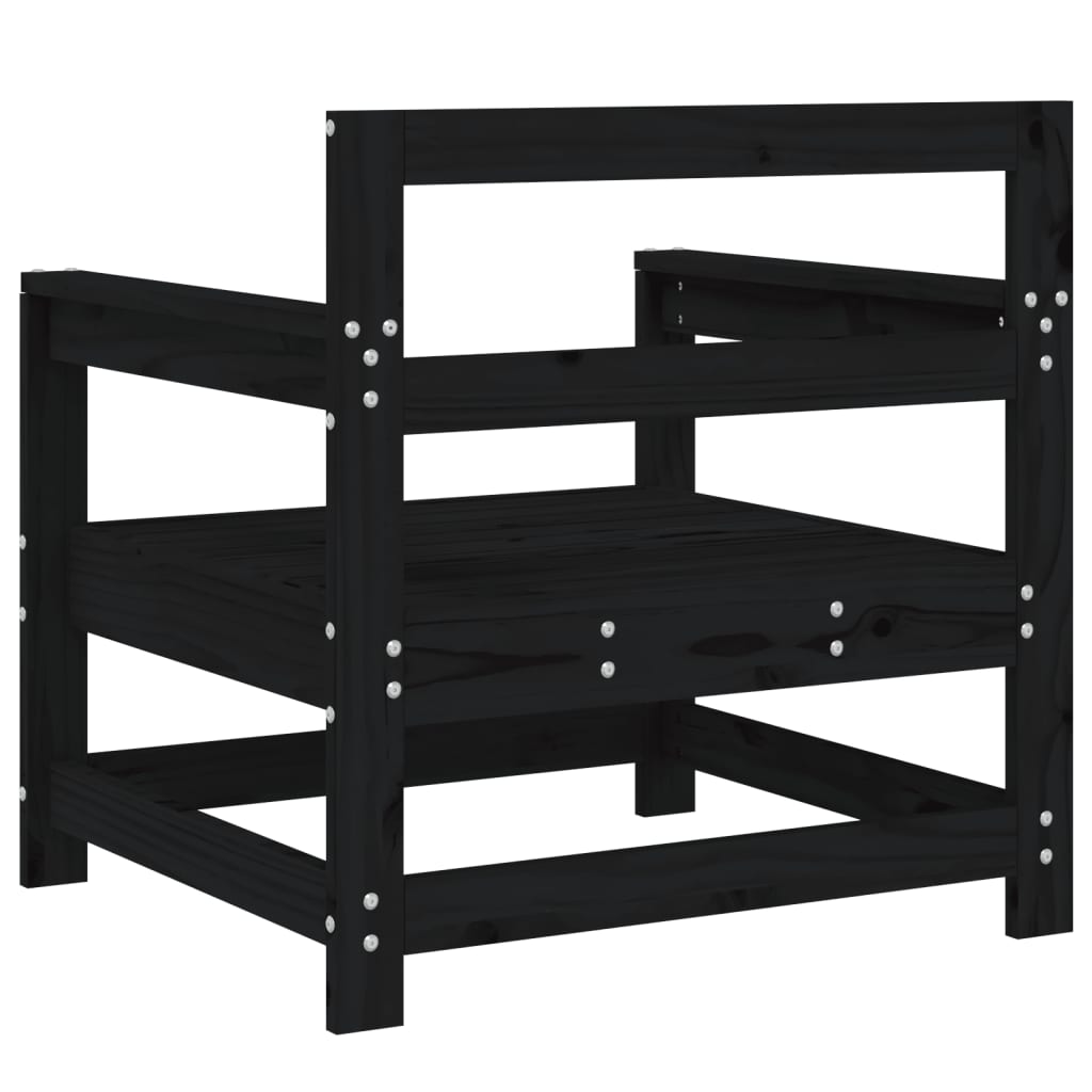 vidaXL Garden Chairs 2 pcs Black Solid Wood Pine