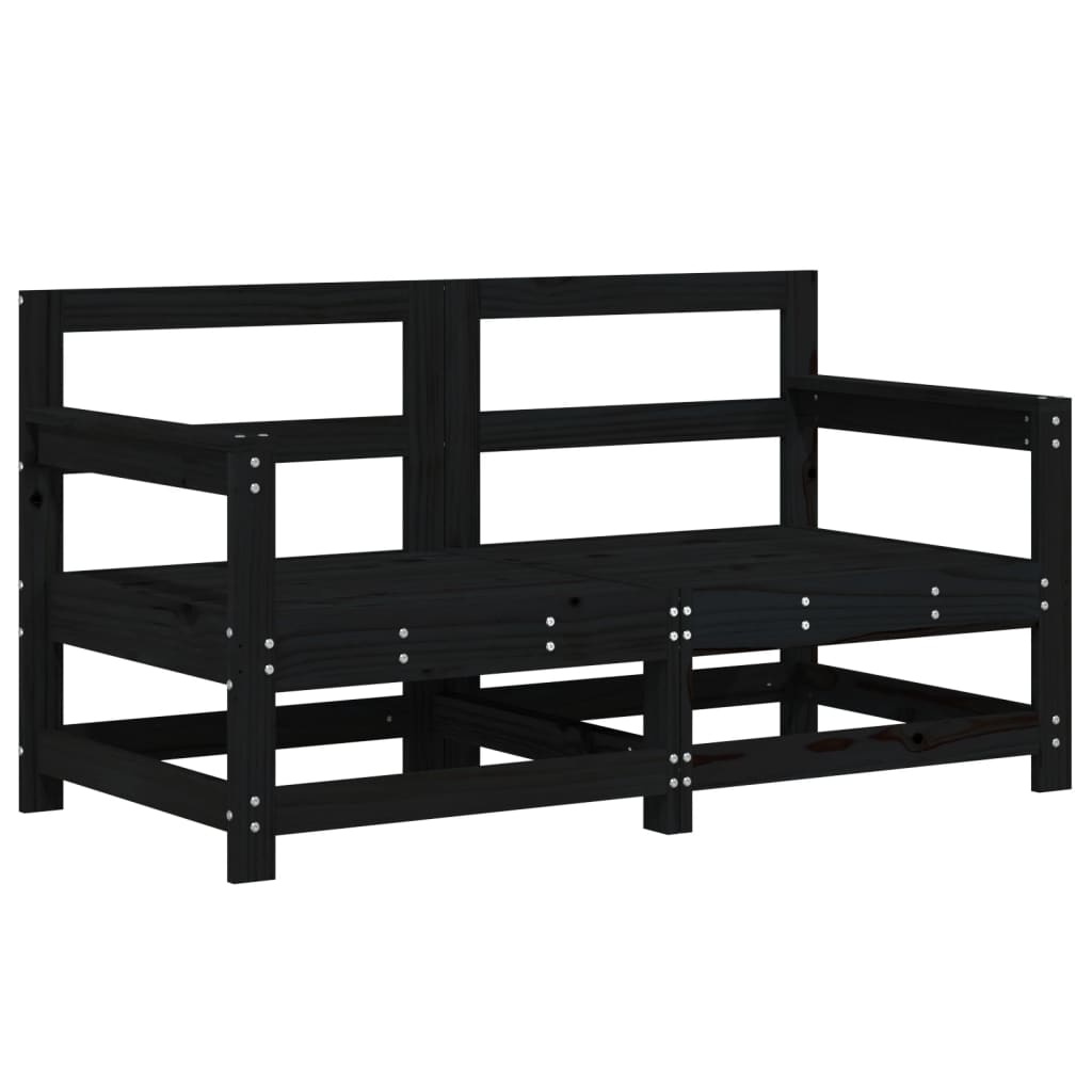 vidaXL Garden Corner Sofas 2 pcs Black Solid Wood Pine