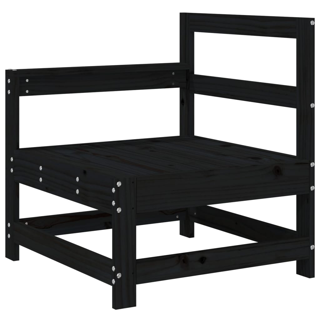 vidaXL Garden Corner Sofas 2 pcs Black Solid Wood Pine