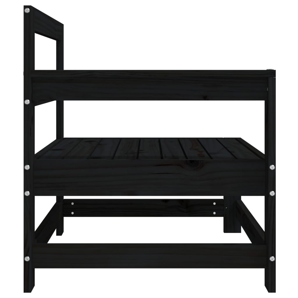 vidaXL Garden Corner Sofas 2 pcs Black Solid Wood Pine