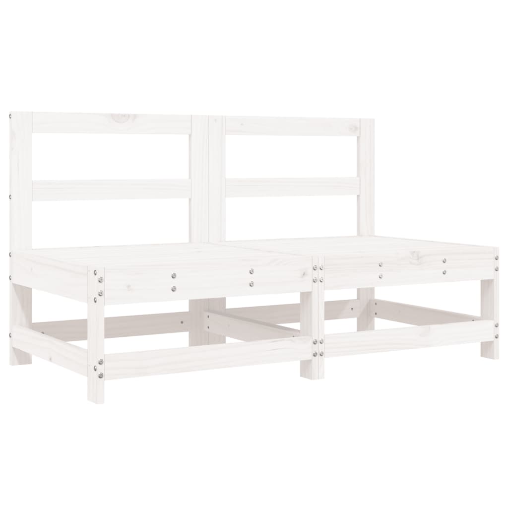 vidaXL Garden Middle Sofas 2 pcs White Solid Wood Pine
