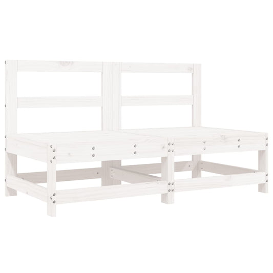 vidaXL Garden Middle Sofas 2 pcs White Solid Wood Pine
