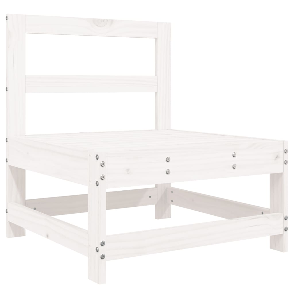 vidaXL Garden Middle Sofas 2 pcs White Solid Wood Pine