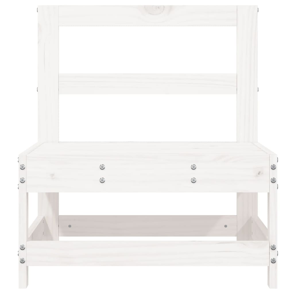 vidaXL Garden Middle Sofas 2 pcs White Solid Wood Pine