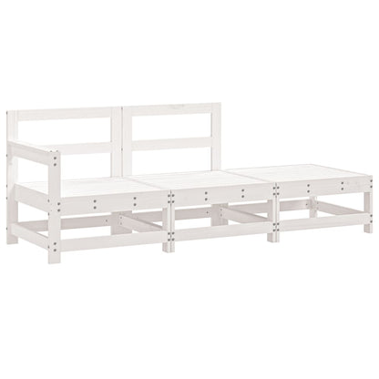 vidaXL 3 Piece Garden Lounge Set White Solid Wood Pine