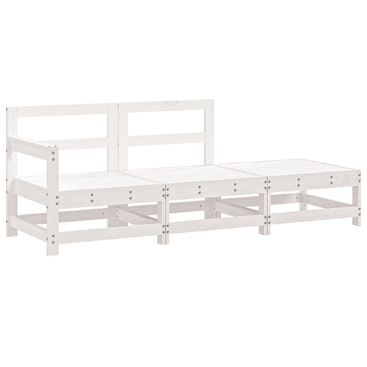 vidaXL 3 Piece Garden Lounge Set White Solid Wood Pine
