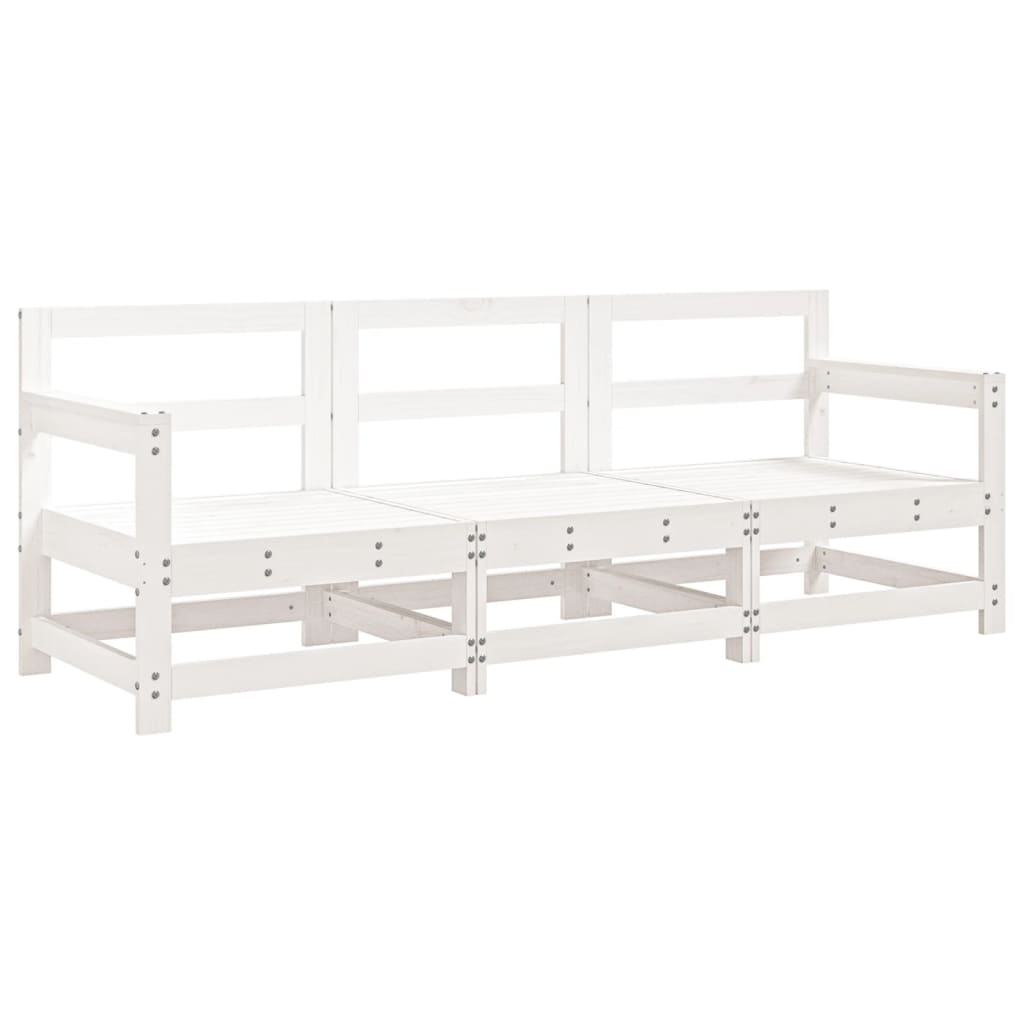 vidaXL 3 Piece Garden Lounge Set White Solid Wood Pine