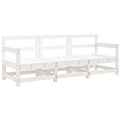 vidaXL 3 Piece Garden Lounge Set White Solid Wood Pine