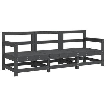 vidaXL 3 Piece Garden Lounge Set Grey Solid Wood Pine