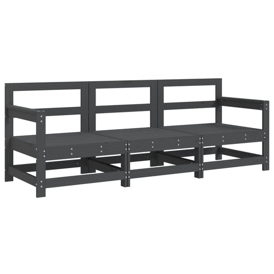 vidaXL 3 Piece Garden Lounge Set Grey Solid Wood Pine