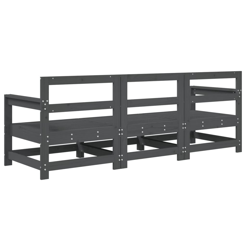 vidaXL 3 Piece Garden Lounge Set Grey Solid Wood Pine