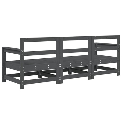 vidaXL 3 Piece Garden Lounge Set Grey Solid Wood Pine