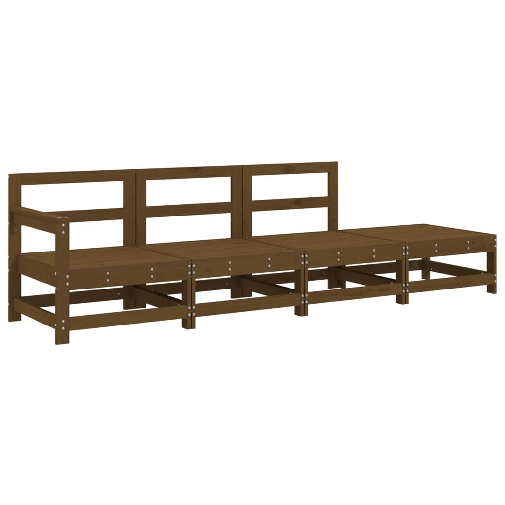 vidaXL 4 Piece Garden Lounge Set Honey Brown Solid Wood Pine