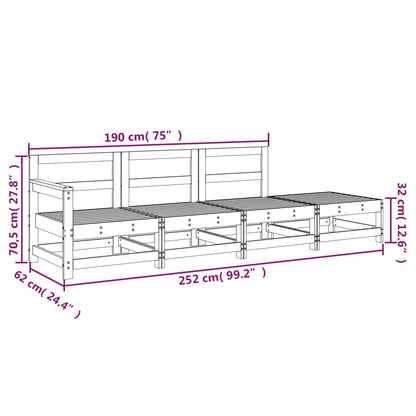 vidaXL 4 Piece Garden Lounge Set Honey Brown Solid Wood Pine
