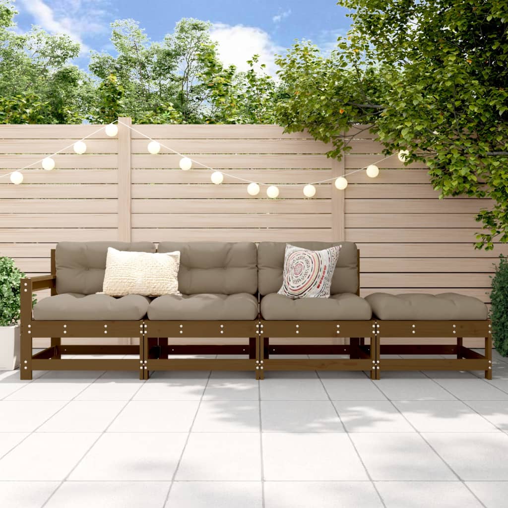 vidaXL 4 Piece Garden Lounge Set Honey Brown Solid Wood Pine