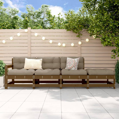 vidaXL 4 Piece Garden Lounge Set Honey Brown Solid Wood Pine