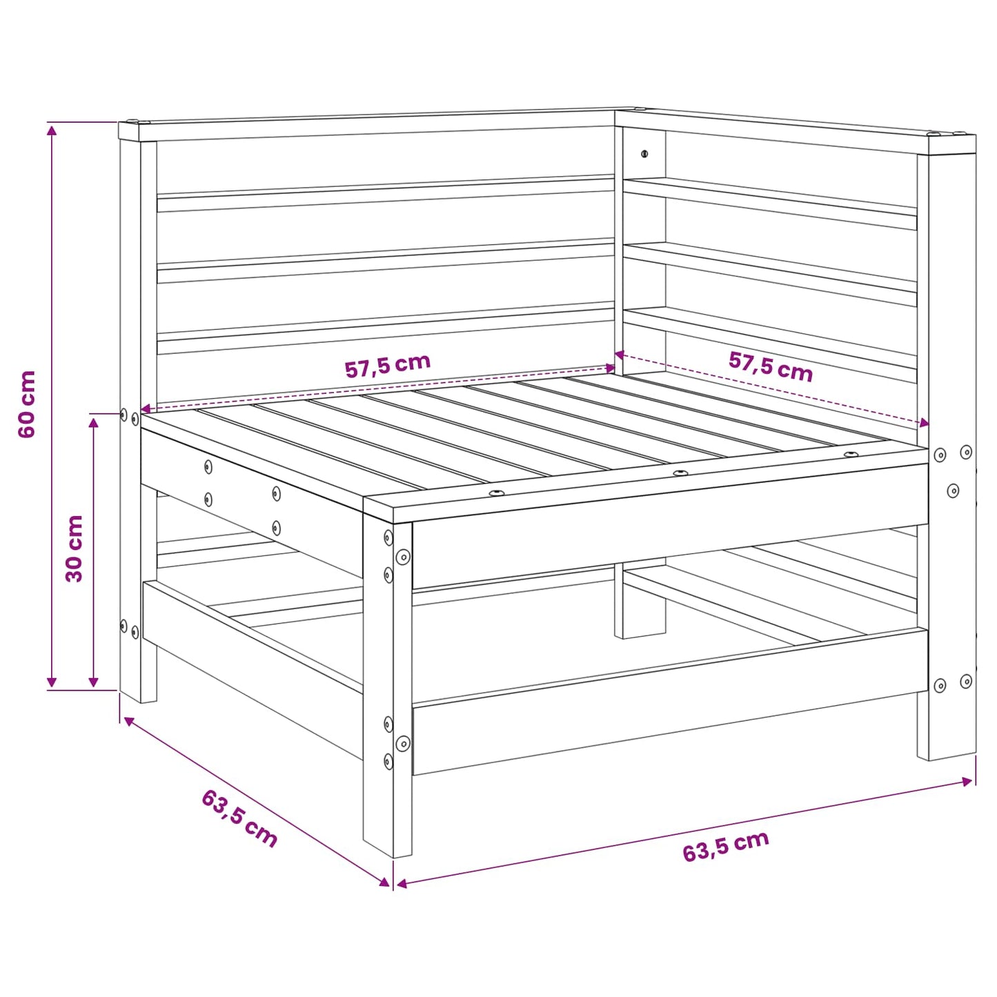 vidaXL Garden Corner Sofa Solid Wood Douglas