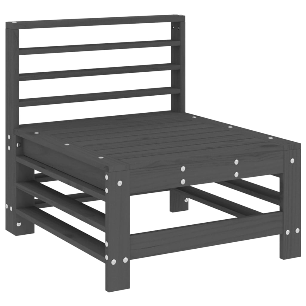 vidaXL Garden Middle Sofa Grey Solid Wood Pine
