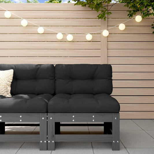 vidaXL Garden Middle Sofa Grey Solid Wood Pine