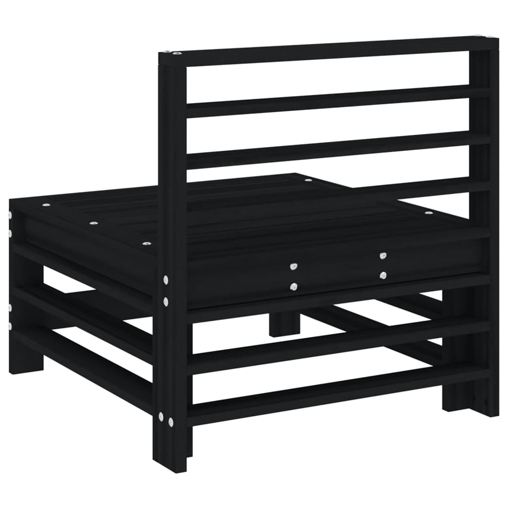 vidaXL Garden Middle Sofa Black Solid Wood Pine
