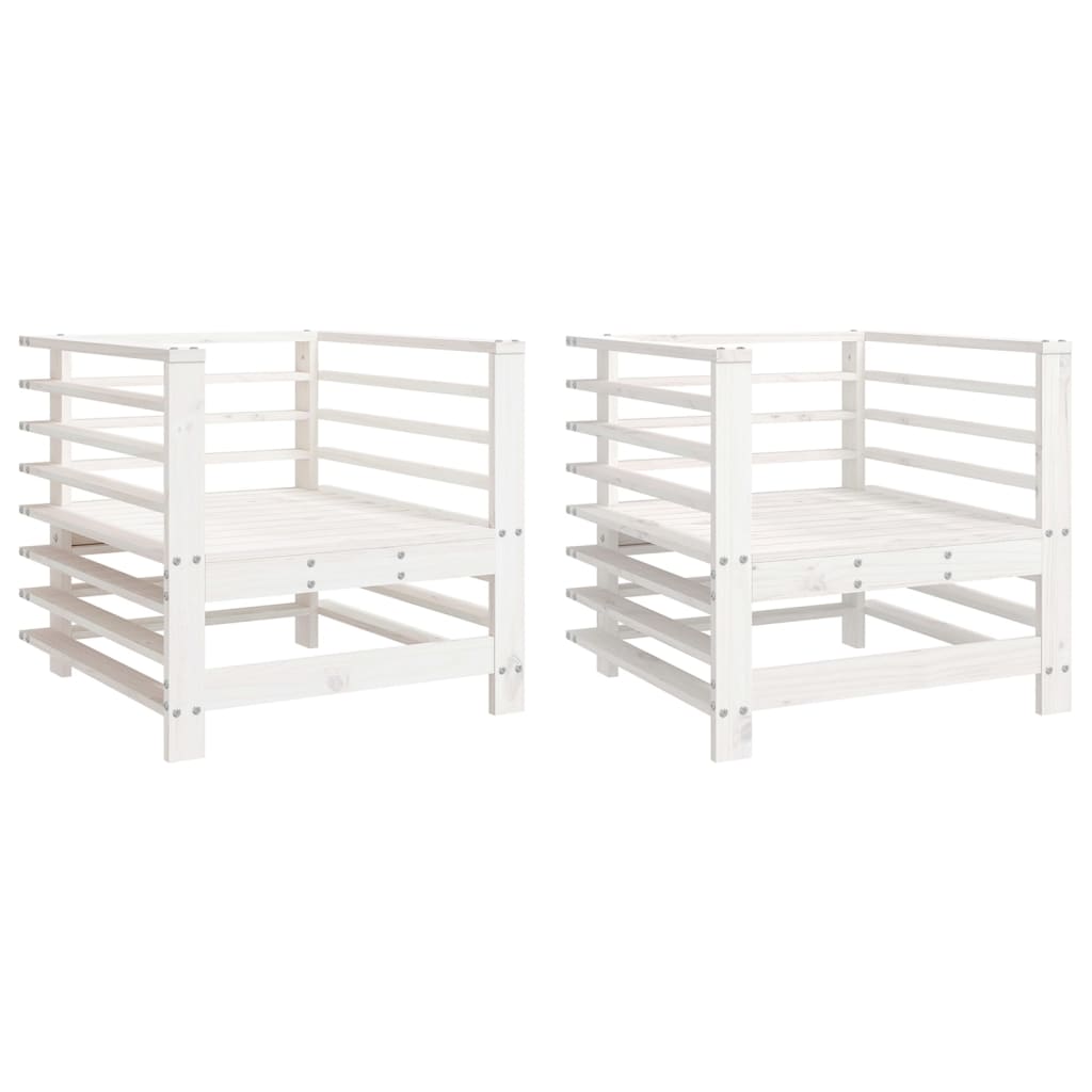 vidaXL Garden Chairs 2 pcs White Solid Wood Pine