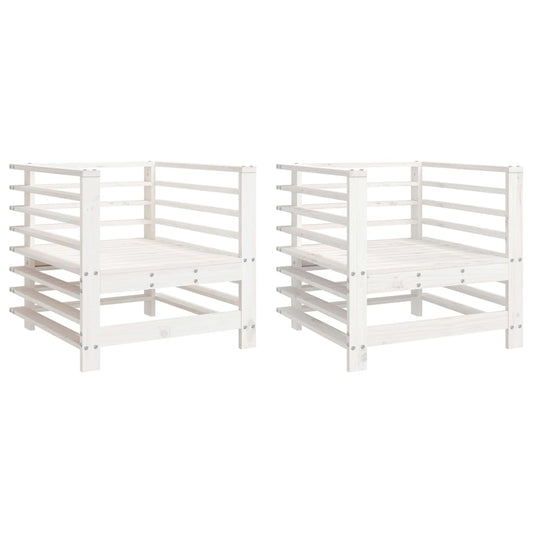 vidaXL Garden Chairs 2 pcs White Solid Wood Pine