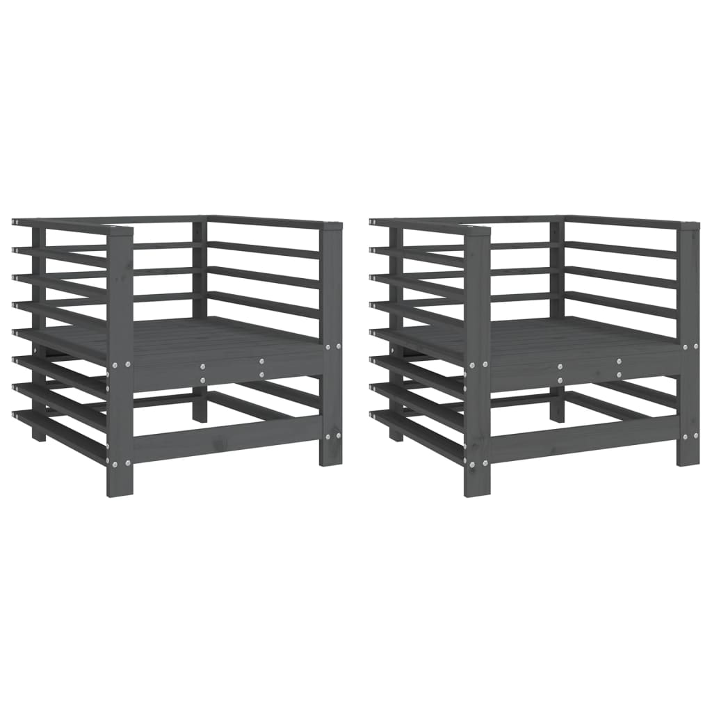 vidaXL Garden Chairs 2 pcs Grey Solid Wood Pine