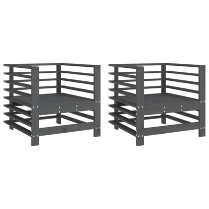 vidaXL Garden Chairs 2 pcs Grey Solid Wood Pine