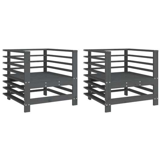 vidaXL Garden Chairs 2 pcs Grey Solid Wood Pine
