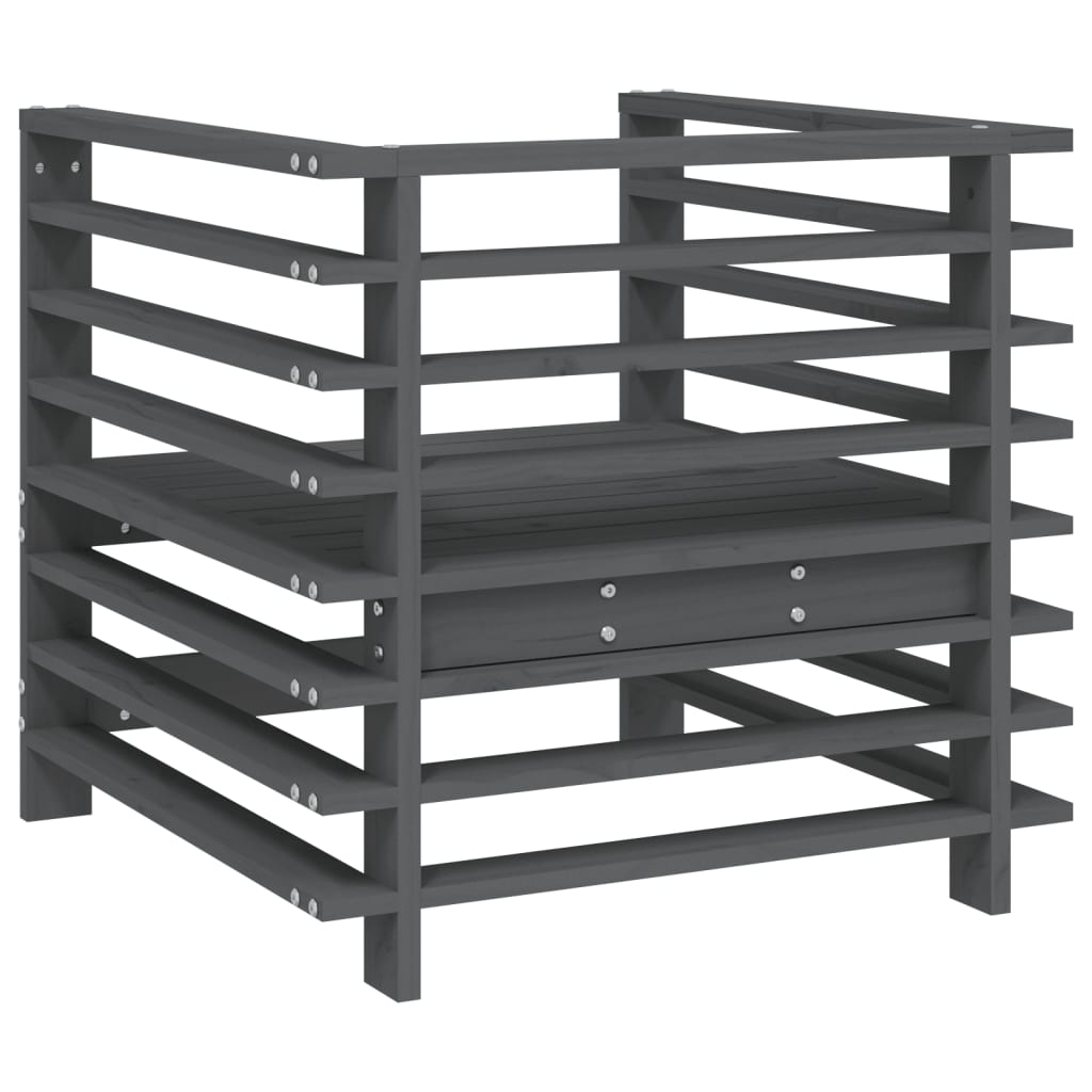 vidaXL Garden Chairs 2 pcs Grey Solid Wood Pine