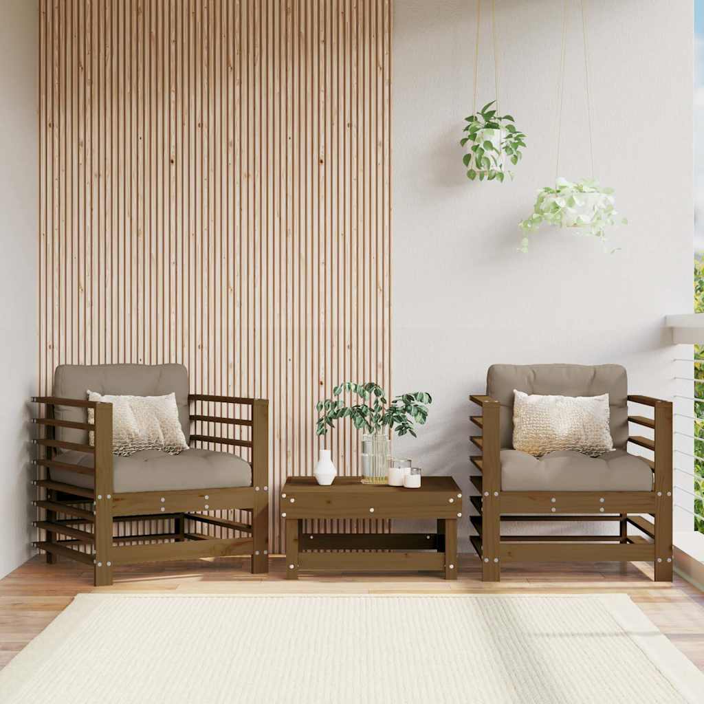 vidaXL Garden Chairs 2 pcs Honey Brown Solid Wood Pine